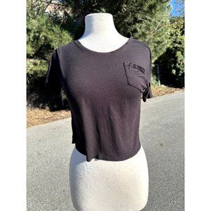 Everlane Shirt Extra Small Black Cropped Rayon Pocket Tee US Short Sleeve Womens